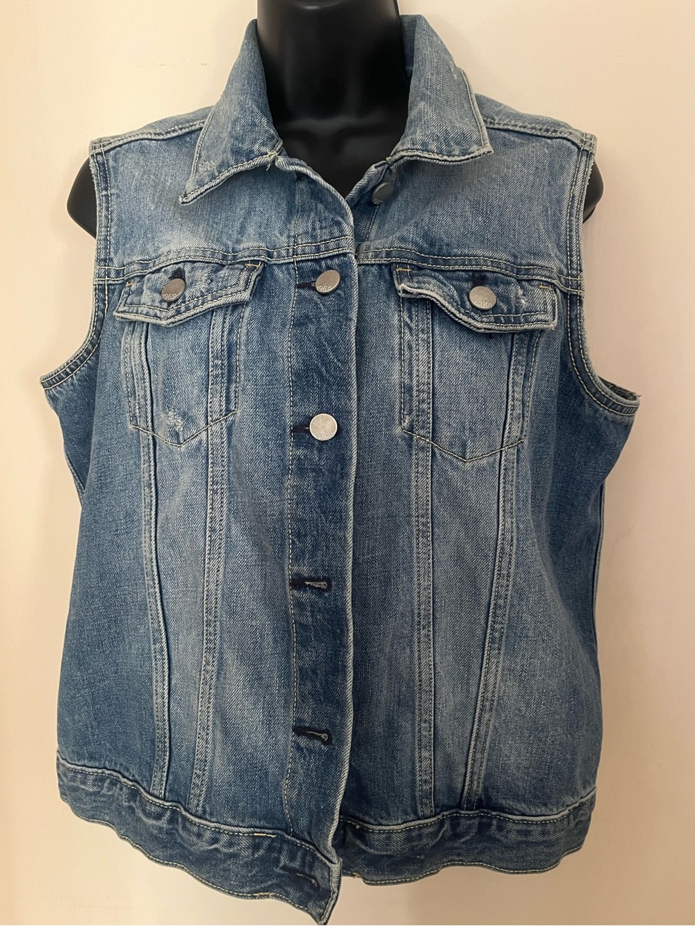 GAP Light Blue Denim Vest - Collared Button-Front